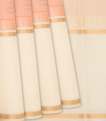 Light Peach Handloom Chirala Soft Silk Saree With Zari Checks-Light Peach