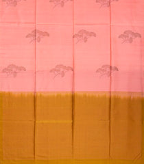 Peach Handloom Soft Silk Saree With Floral Motifs-Peach