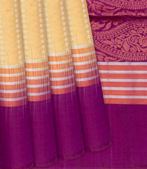 Sandal Handloom Soft Silk Saree With Button Motif Stripes-Sandal