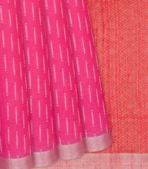 Hot Pink Soft Silk Saree With Broken Stripes-Hot Pink