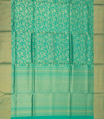 Aquamarine Handloom Soft Silk Saree With Floral Vine Motifs-Aquamarine