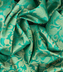 Aquamarine Handloom Soft Silk Saree With Floral Vine Motifs-Aquamarine