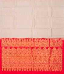 Red Handloom Partly Soft Silk Saree With Buttas-Red