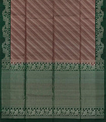 Chocolate Brown Handloom Soft Silk Saree With Diagonal Motifs-Brown