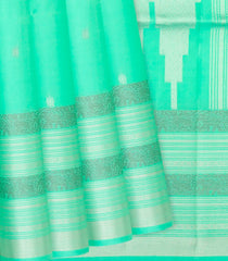 Aquamarine Handloom Soft Silk Saree With Floral Buttas-Aquamarine