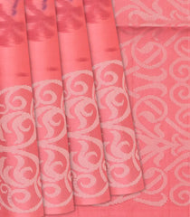 Baby Pink Handloom Soft Silk Saree With Tie & Dye Floral Motifs-Baby Pink