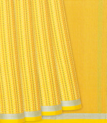 Yellow Handloom Soft Silk Saree With Dotted Stripes-Yellow