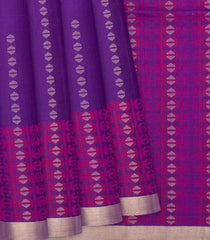 Purple Handloom Soft Silk Saree With Triangle Motifs-Purple