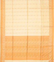 Cream Handloom Soft Silk Saree With Floral Motifs-Cream