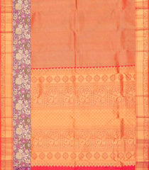 Peach Handloom Soft Silk saree With Floral Motifs-Peach