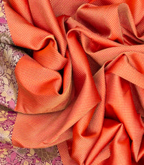 Peach Handloom Soft Silk saree With Floral Motifs-Peach