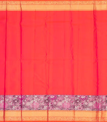 Peach Handloom Soft Silk saree With Floral Motifs-Peach