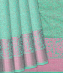 Aquamrine Handloom Soft Silk saree With Abstract Motifs-Aquamarine