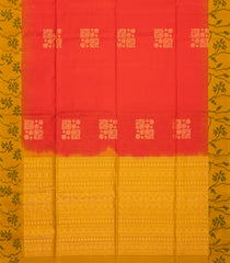 Dark Peach Handloom Soft Silk Saree With Floral Buttas-Dark Peach