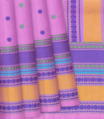 Lavender Handloom Soft Silk Saree With Rudraksham Buttas-Lavander