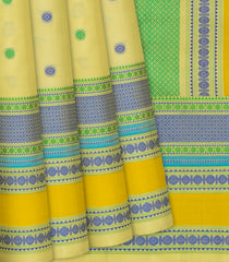 Light Yellow Handloom Soft Silk Saree With Rudraksham Buttas-Lime Yellow