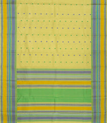 Light Yellow Handloom Soft Silk Saree With Rudraksham Buttas-Lime Yellow