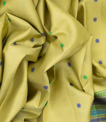 Light Yellow Handloom Soft Silk Saree With Rudraksham Buttas-Lime Yellow