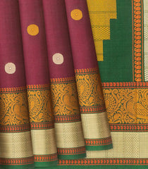 Burgundy Handloom Soft Silk Saree With Annam Motifs-Burgundy