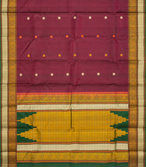 Burgundy Handloom Soft Silk Saree With Annam Motifs-Burgundy