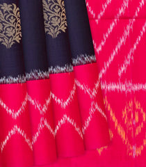 Midnight Blue Handloom Soft Silk Saree With Floral Buttas-Midnight Blue