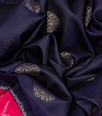 Midnight Blue Handloom Soft Silk Saree With Floral Buttas-Midnight Blue