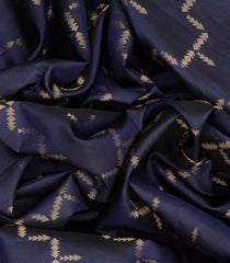 Midnight Blue Handloom Soft Silk Saree With Triangle Motifs-Midnight Blue