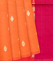 Orange Handloom Soft Silk Saree With Stripes & Buttas-Orange