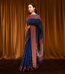 Blue Handloom Soft Silk Saree With Square Buttas -Blue