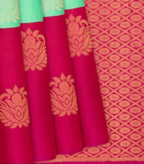 Aquamarine Handloom Soft Silk Saree With Floral Buttas-Aquamarine