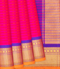 Hot Pink Handloom Soft Silk Saree With Stripes-Hot Pink