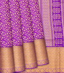 Purple Handloom Soft Silk Saree With Floral Motifs-Purple