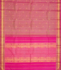 Hot Pink Handloom Soft Silk Saree With Stripes & Buttas-Hot Pink