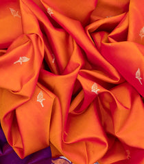 Orange Handloom Soft Silk Saree With Floral Buttas-Orange