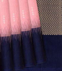 Baby Pink Handloom Soft Silk Saree With Stripes-Baby Pink