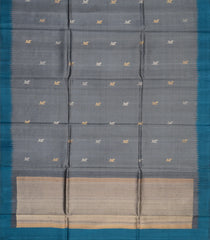 Grey Handwoven Tussar Silk Saree