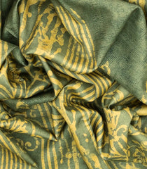 Cardamom Green Handloom Tussar Silk Saree With Printed Floral Motif-Cardamom Green