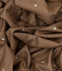 Taupe Handloom MungaTussar Silk Saree With Kamalam Motifs-Taupe