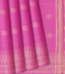 Pink Woven Tussar Silk Saree With Kamalam Motifs-Pink