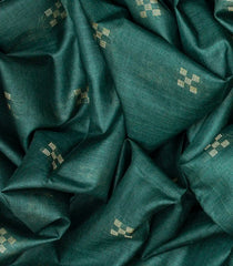 Sea Green Woven Tussar Silk Saree With Cross Buttas-Sea Green