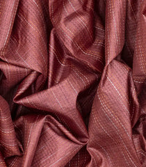 Dusty Pink Handwoven Tussar Silk Saree With Dotted Stripes-Dusty Pink