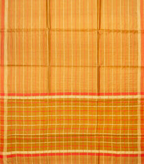 Mustard Handwoven Tussar Silk Saree With Stripes-Mustard