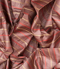 Taupe Handwoven Tussar Silk Saree With Stripes-Taupe