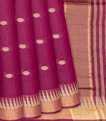 Magenta Handwoven Tussar Silk Saree With Rudraksham Motifs-Magenta