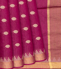 Pink Handwoven Tussar Silk Saree With Floral Motifs-Pink