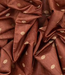 Brown Handwoven Tussar Silk Saree With Floral Motifs-Brown