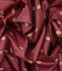 Chestnut Pink Handwoven Tussar Silk Saree With Floral Motifs-Chestnut Pink