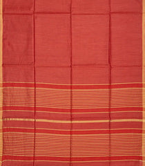 Rust Handwoven Plain Tussar Silk Saree -Rust