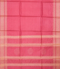 Peach Handwoven Tussar Silk Saree With Chevron Motifs-Peach