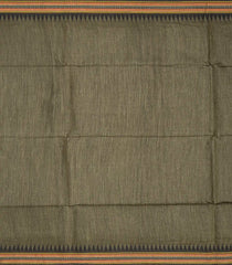 Sage Green Handwoven Tussar Silk Saree With Temple Border-Sage Green